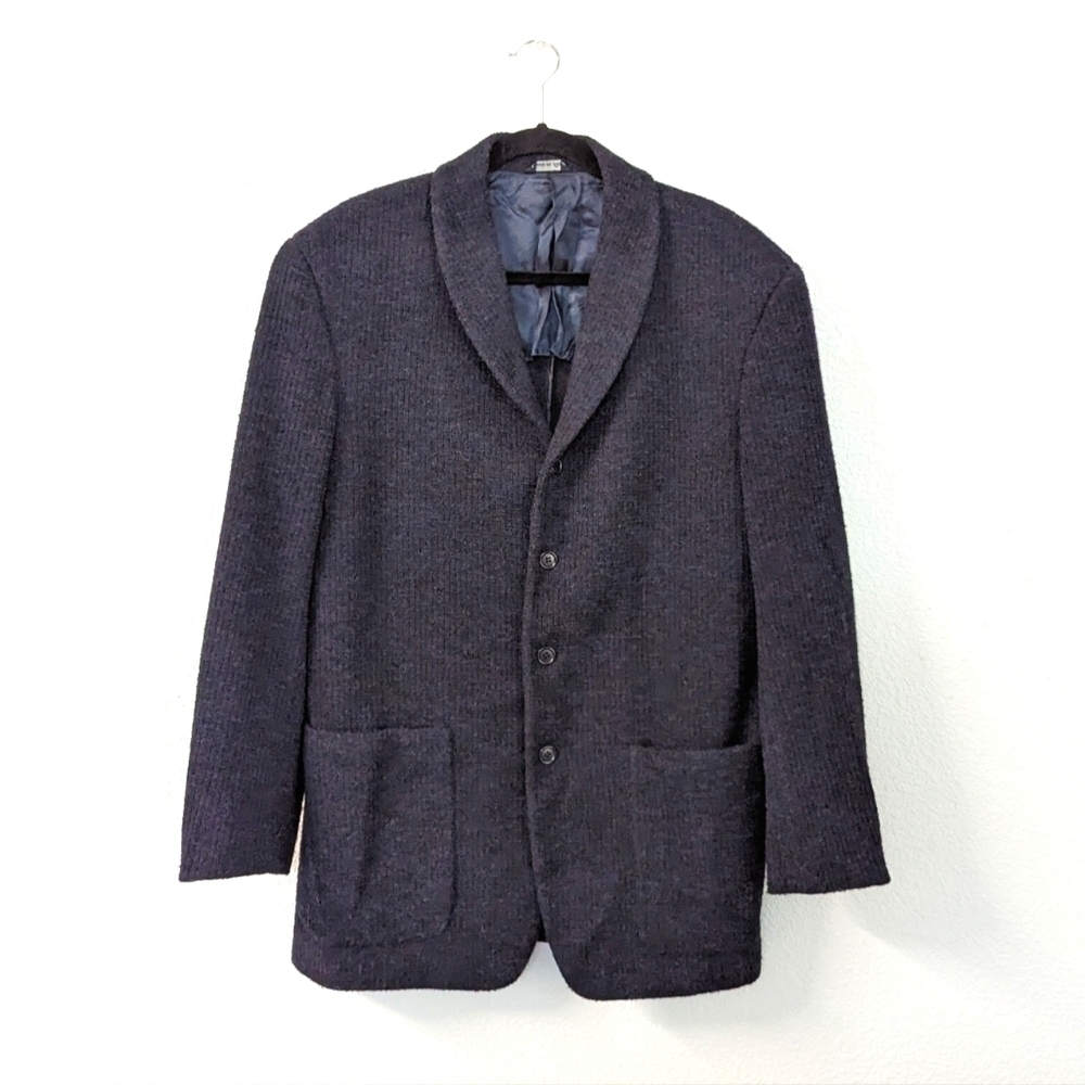 Men's Arthur Chapnik Ribbed Wool Fleece Four Button Blazer Gray 42 Business